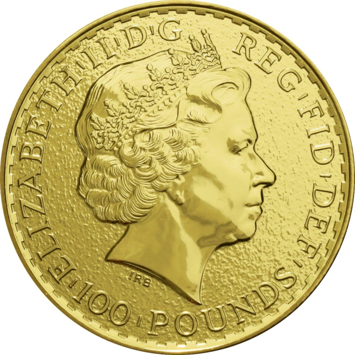 100 Pounds - Elizabeth II 4th portrait; 1 oz Fine Gold obverse