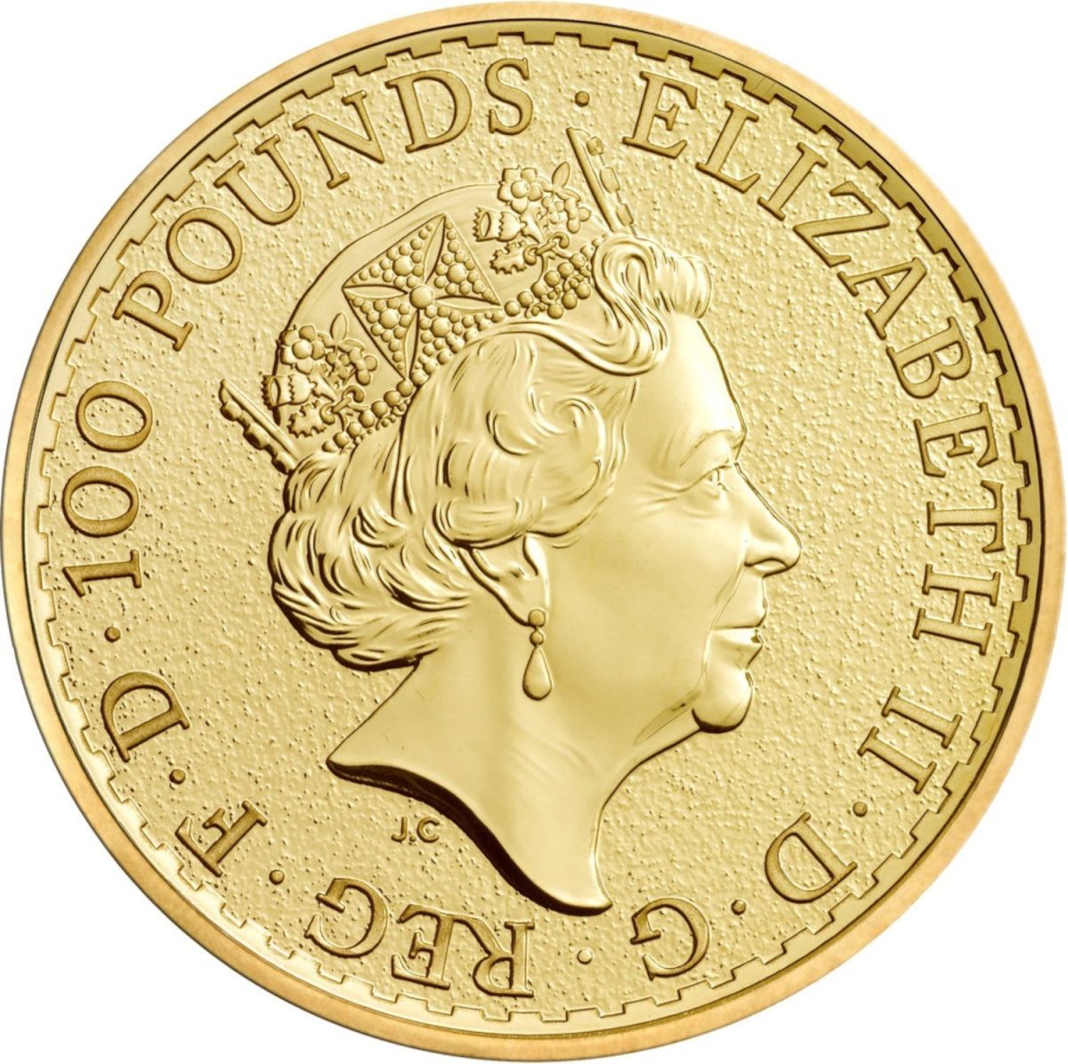 100 Pounds - Elizabeth II 5th portrait; 1 oz Fine Gold obverse