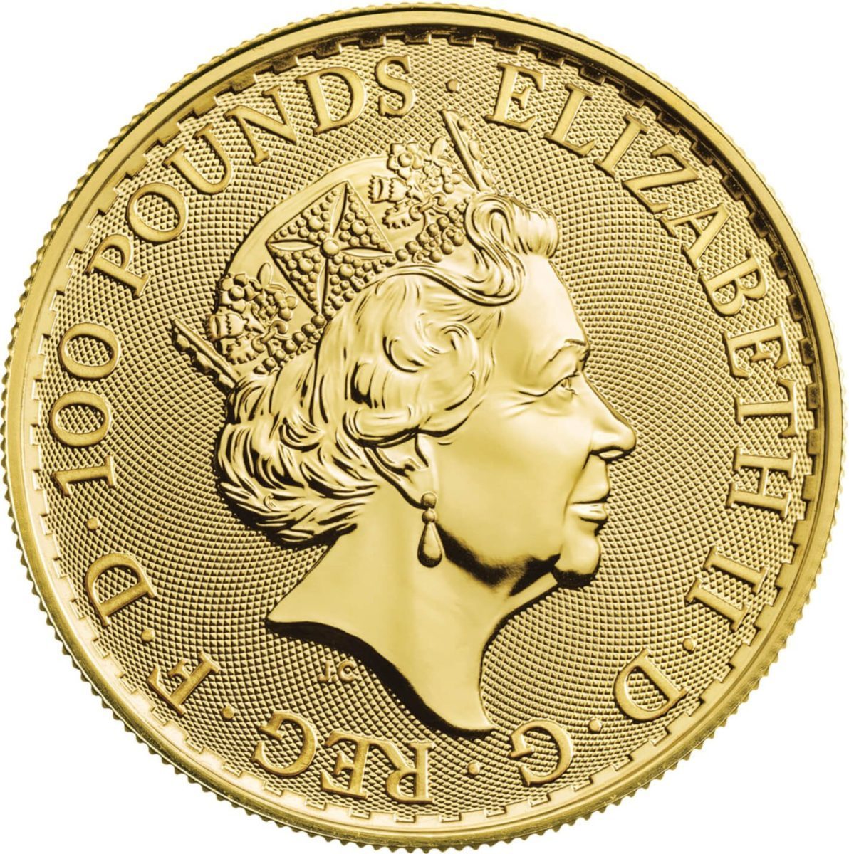100 Pounds - Elizabeth II 5th portrait; 1 oz Fine Gold obverse
