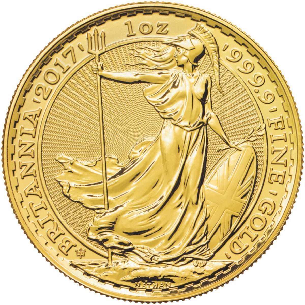 100 Pounds - Elizabeth II 5th portrait; 1 oz Fine Gold, Trident Privy Mark reverse