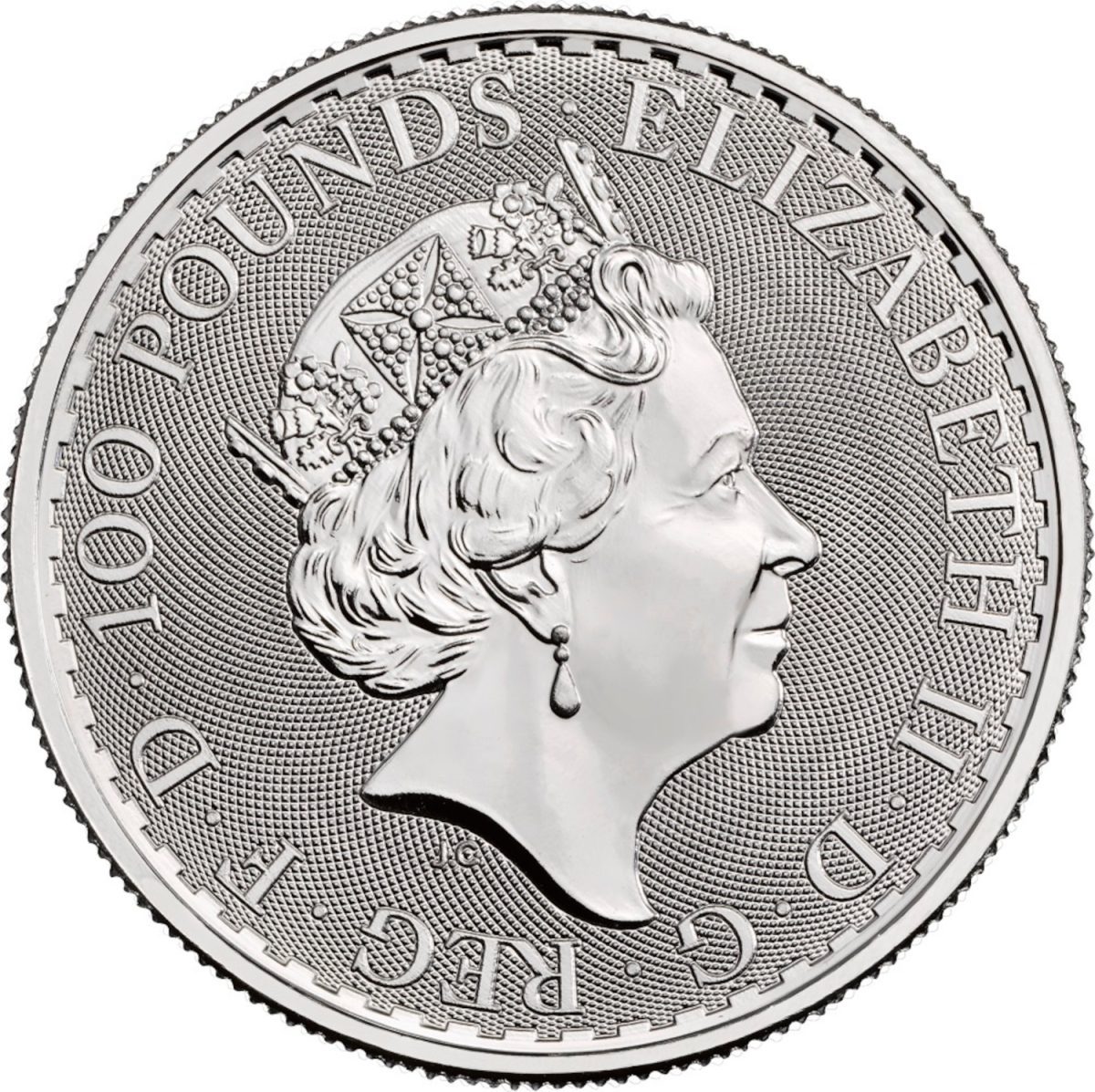 100 Pounds - Elizabeth II 5th portrait; 1 oz Fine Platinum obverse