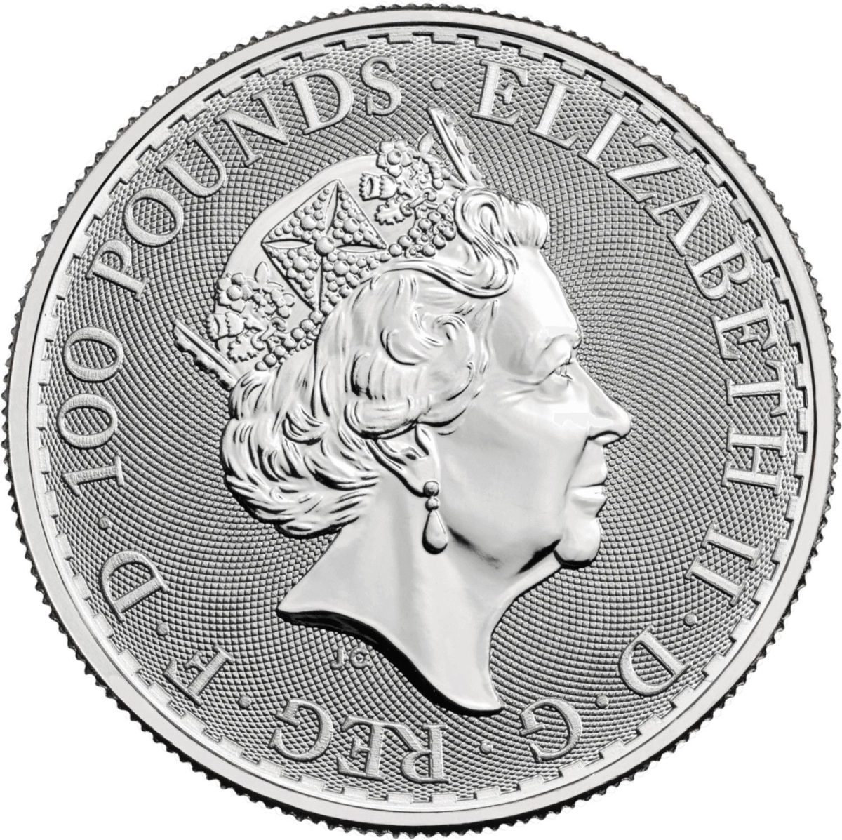 100 Pounds - Elizabeth II 5th portrait; 1 oz Fine Platinum obverse