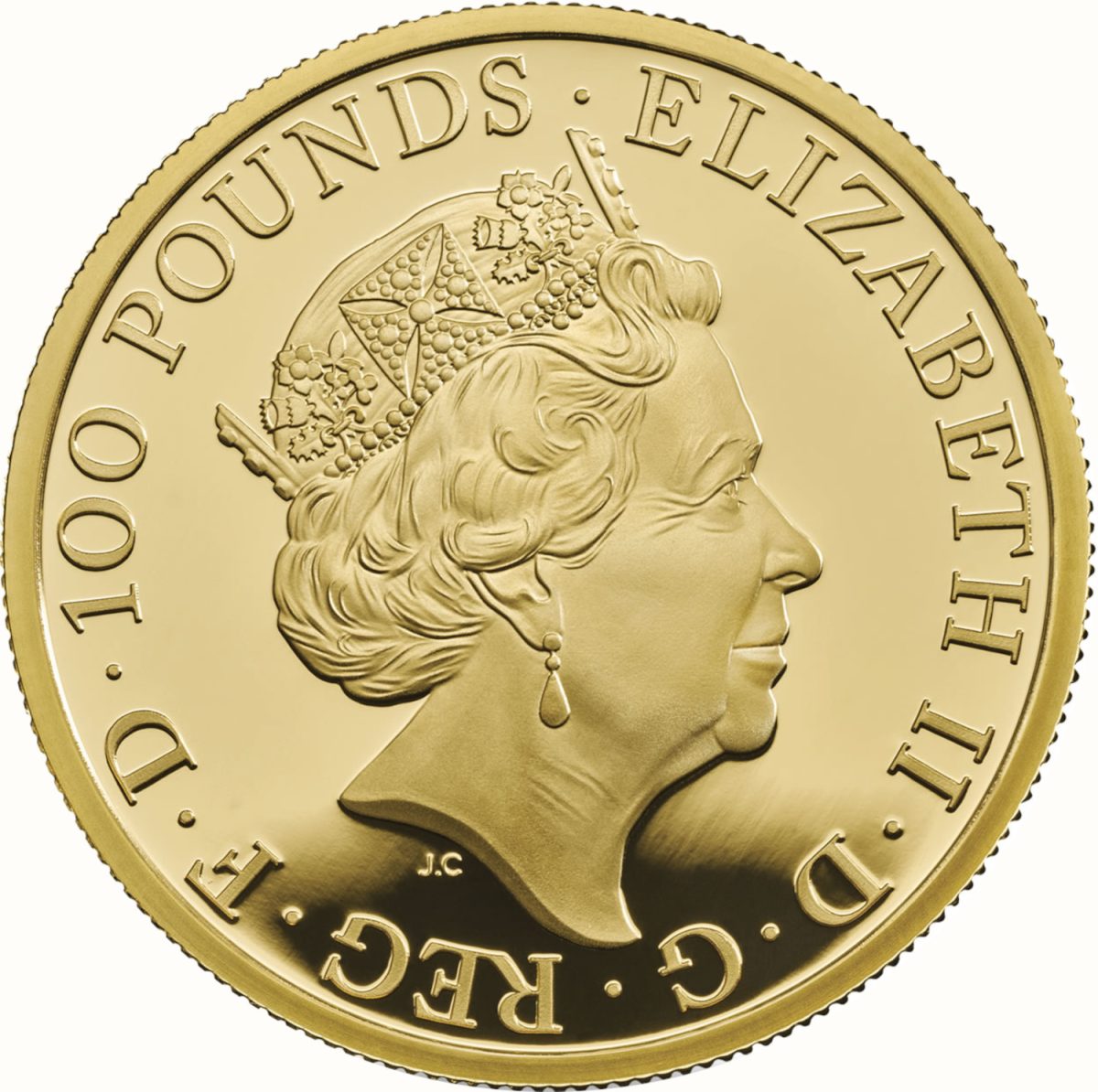 100 Pounds - Elizabeth II Black Bull of Clarence; Gold Proof obverse
