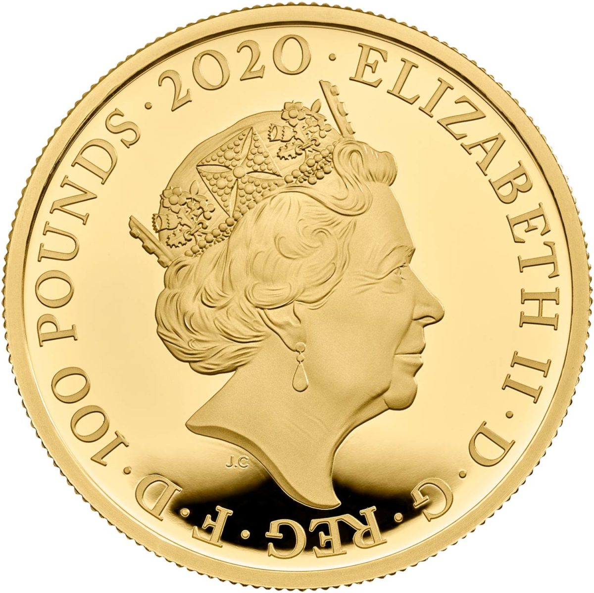 100 Pounds - Elizabeth II David Bowie; Gold Proof obverse