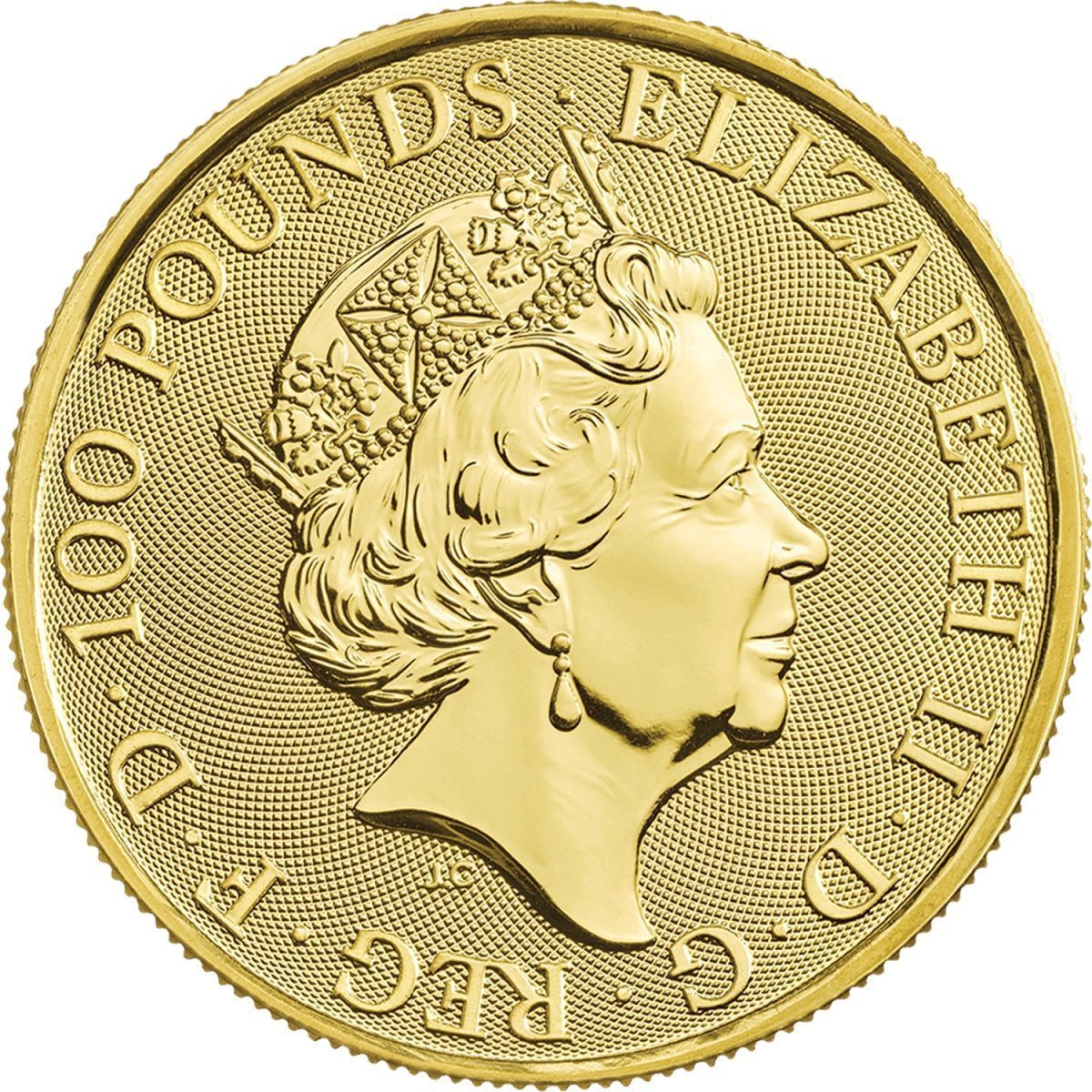 100 Pounds - Elizabeth II Falcon of Plantagenets; 1 oz Fine Gold obverse