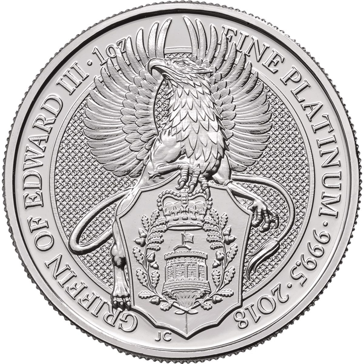 100 Pounds - Elizabeth II Griffin of Edward III; 1 oz Fine Platinum
