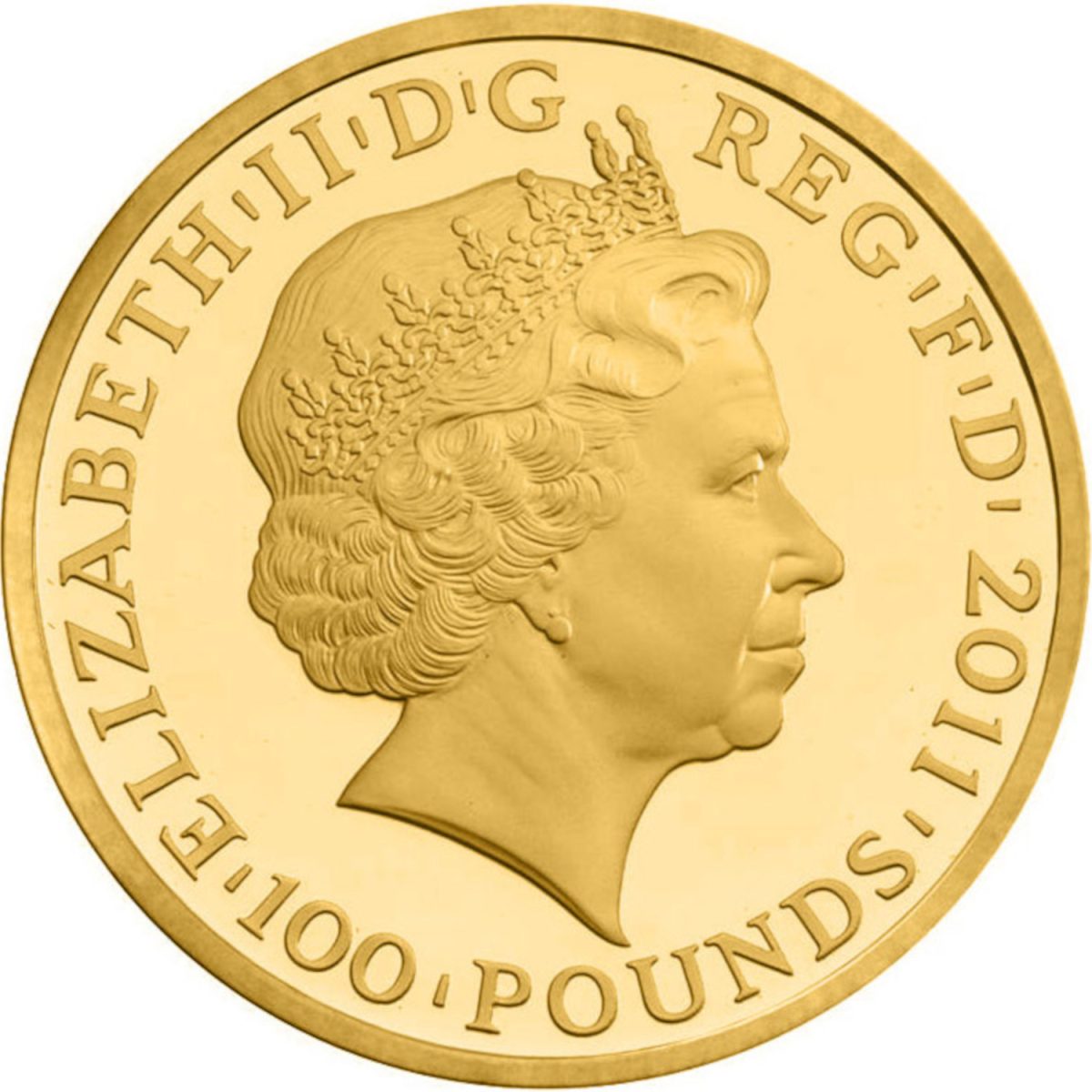 100 Pounds - Elizabeth II Jupiter - Altius; Gold Proof obverse
