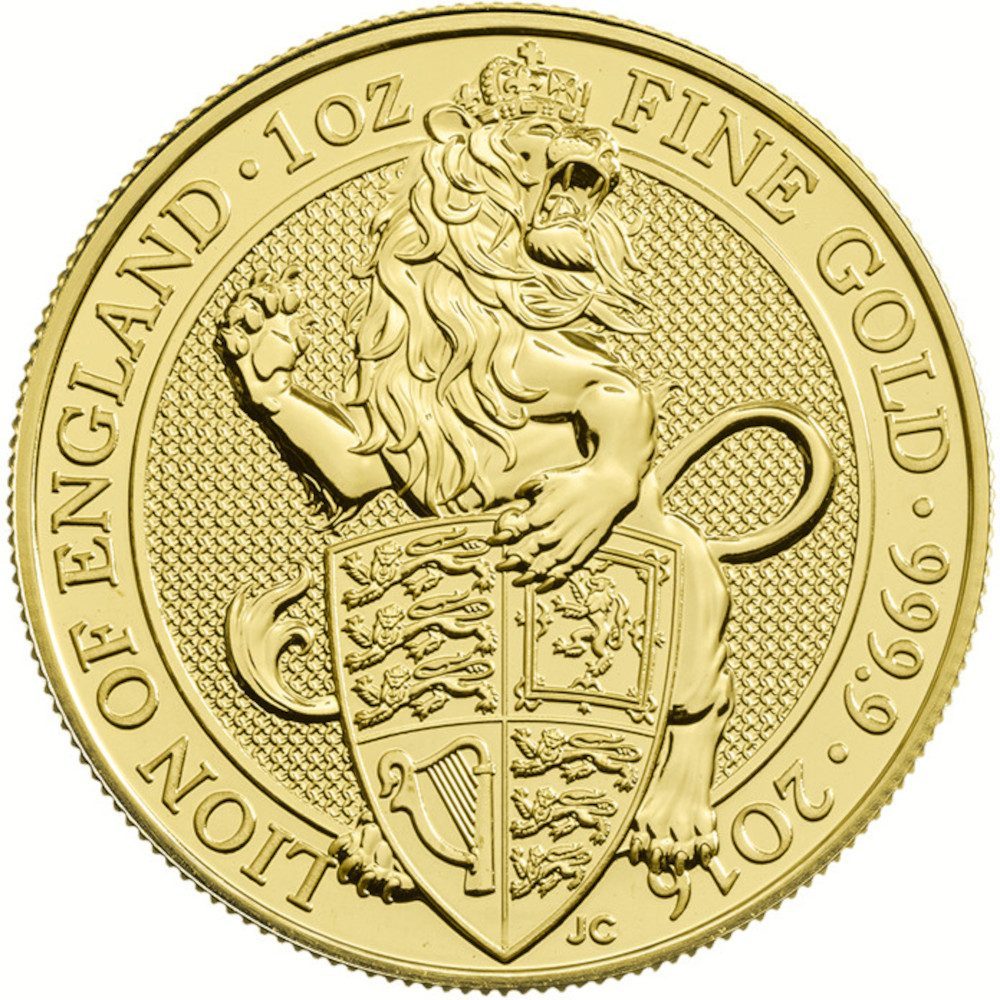 100 Pounds - Elizabeth II Lion of England; 1 oz Fine Gold