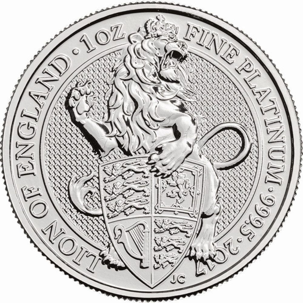 100 Pounds - Elizabeth II Lion of England; 1 oz Fine Platinum
