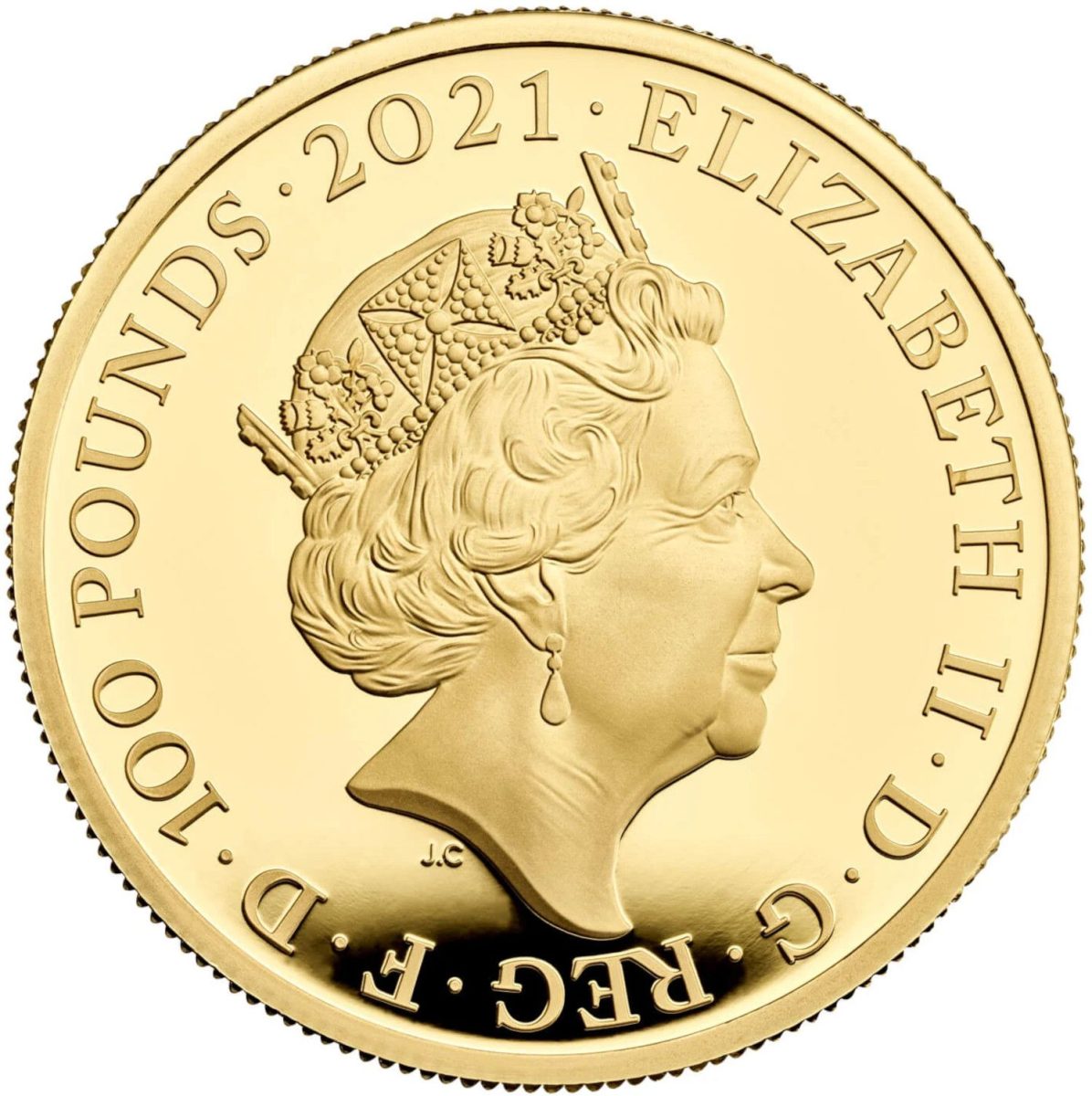 100 Pounds - Elizabeth II Mahatma Gandhi; Gold Proof obverse