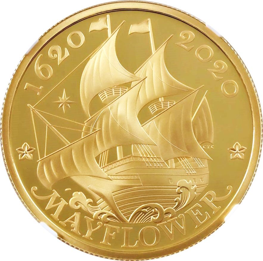 100 Pounds - Elizabeth II Mayflower; Gold Proof reverse