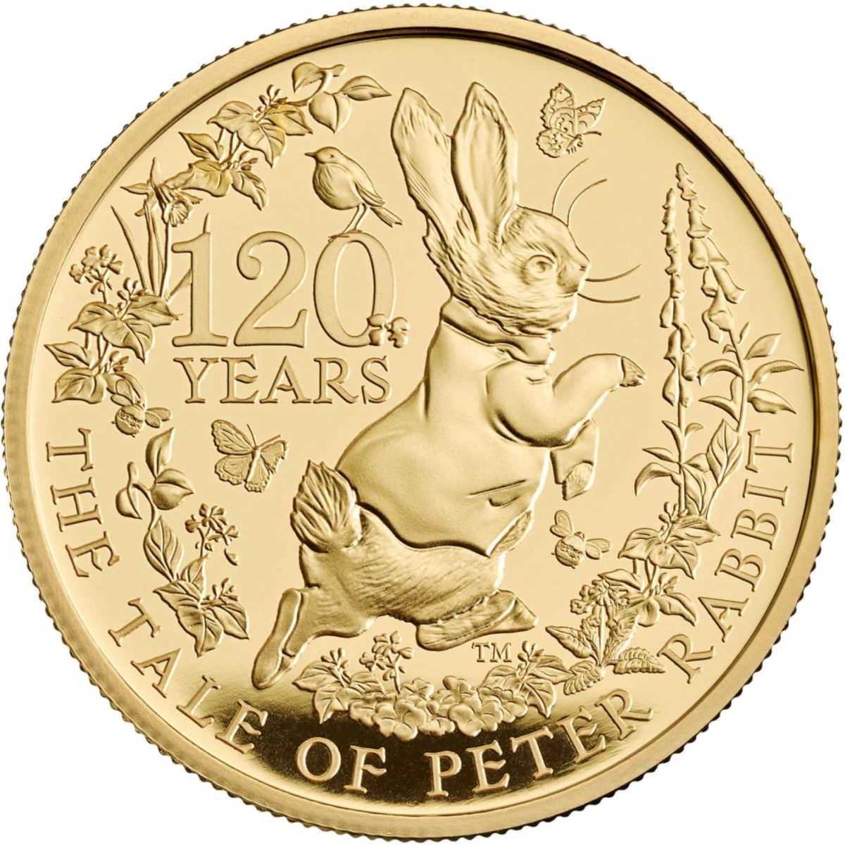 100 Pounds - Elizabeth II Peter Rabbit; Gold Proof reverse