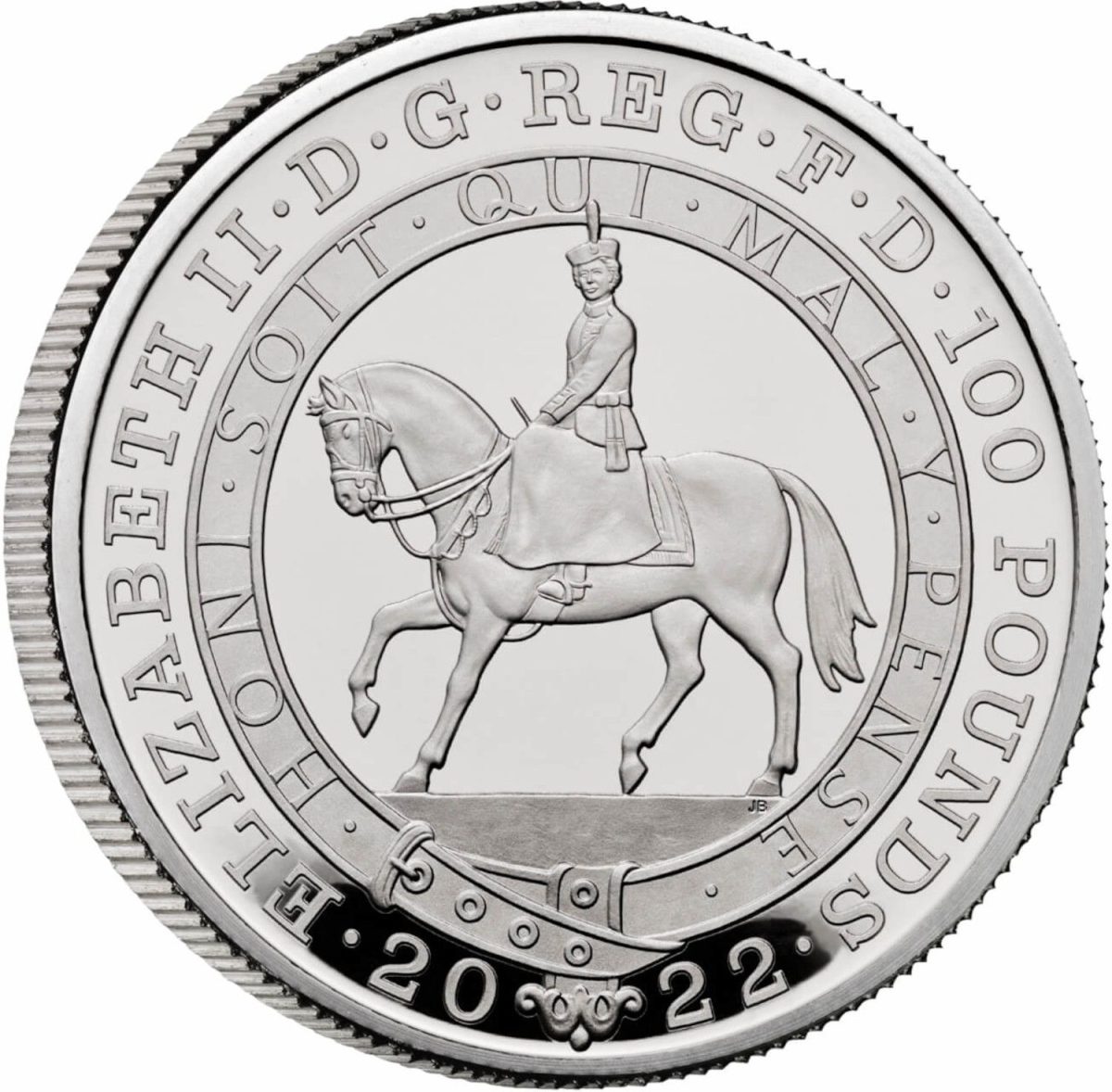 100 Pounds - Elizabeth II Platinum Jubilee; Platinum Proof obverse