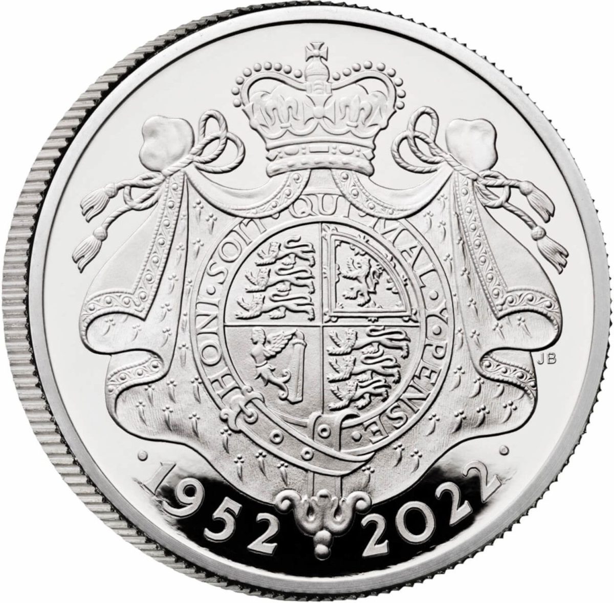 100 Pounds - Elizabeth II Platinum Jubilee; Platinum Proof reverse