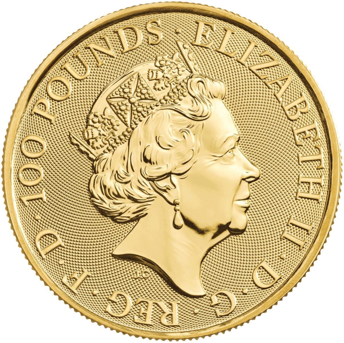 100 Pounds - Elizabeth II Posthumous; King Arthur; 1 oz Fine Gold obverse