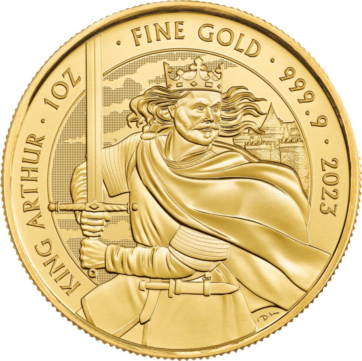 100 Pounds - Elizabeth II Posthumous; King Arthur; 1 oz Fine Gold reverse
