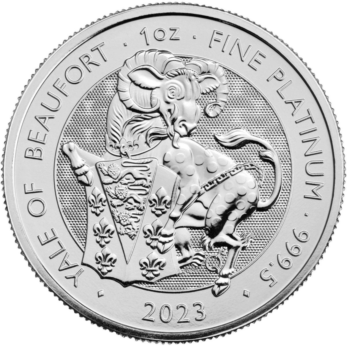 100 Pounds - Elizabeth II Posthumous; Yale of Beaufort; 1 oz Fine Platinum reverse