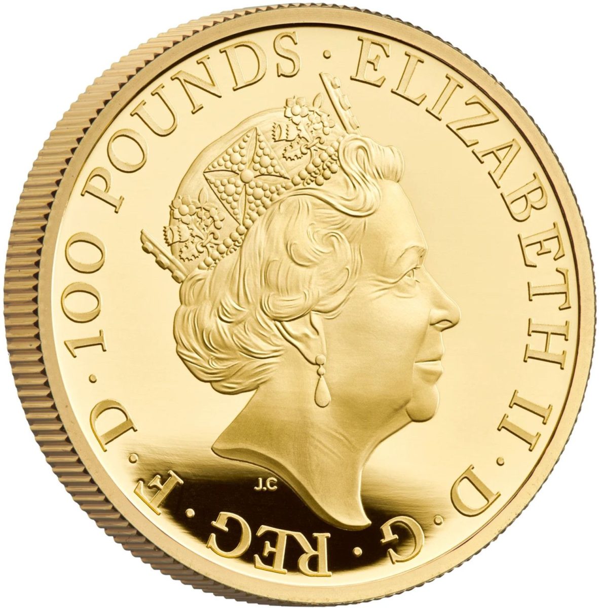 100 Pounds - Elizabeth II Posthumous; Year of the Rabbit; Gold Proof obverse