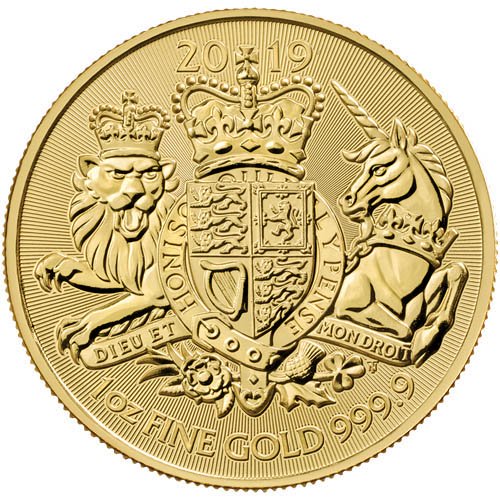 100 Pounds - Elizabeth II Royal Arms; 1 oz Fine Gold reverse