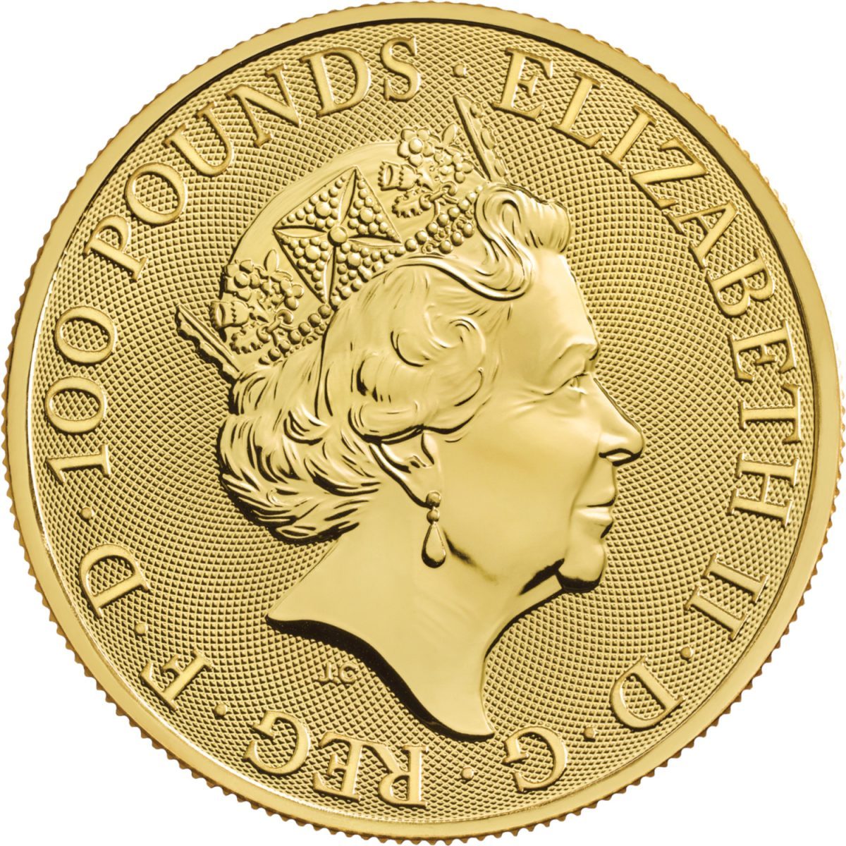 100 Pounds - Elizabeth II The Queen's Beasts Completer; 1 oz Fine Gold obverse