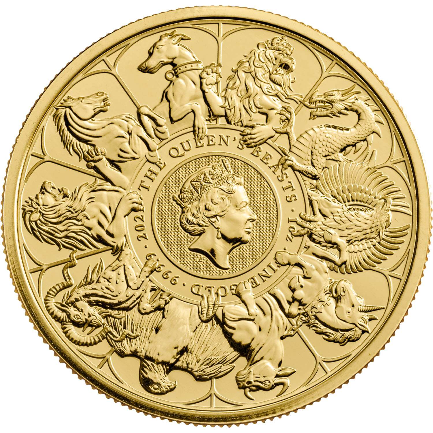 100 Pounds - Elizabeth II The Queen's Beasts Completer; 1 oz Fine Gold