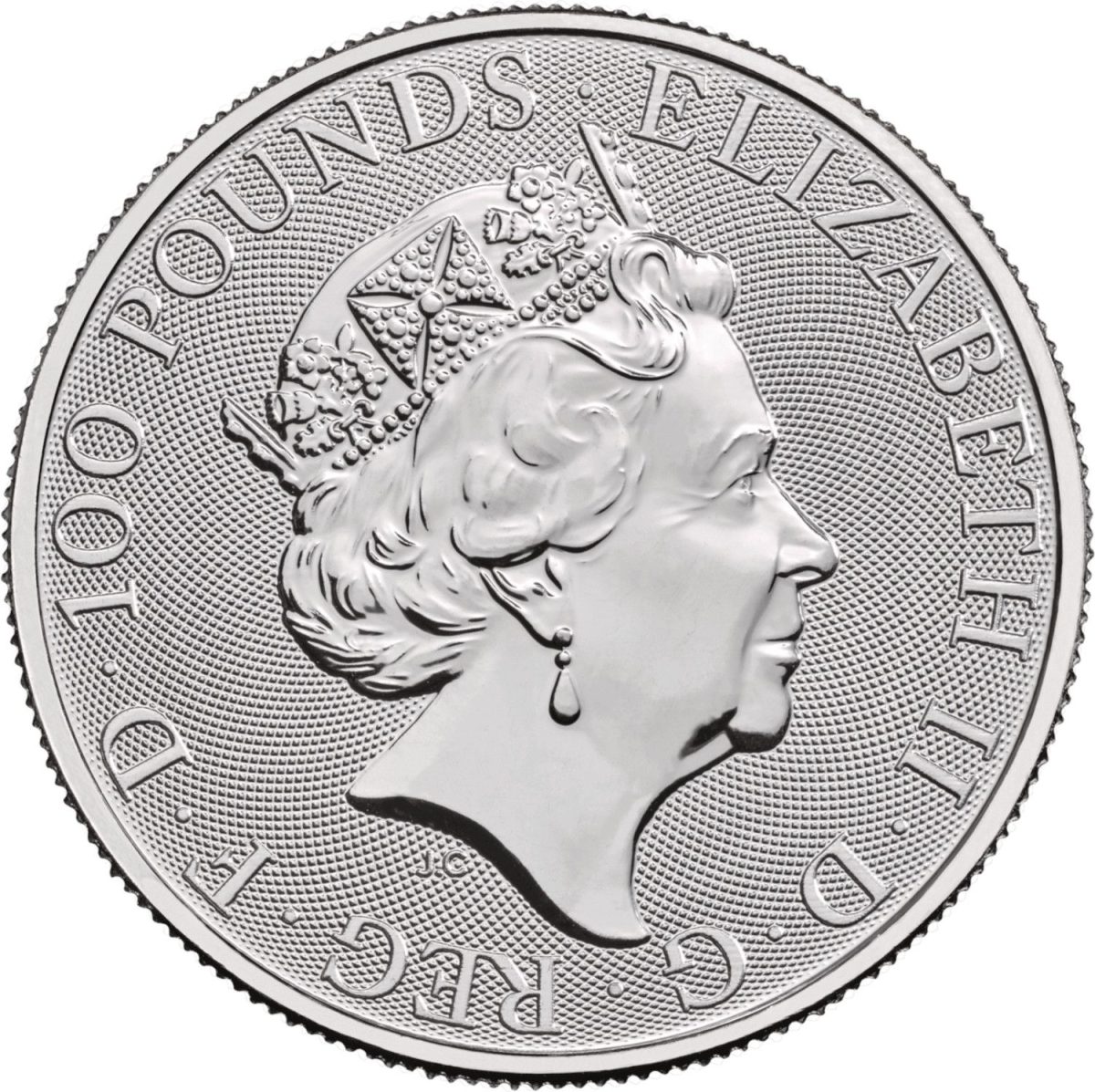 100 Pounds - Elizabeth II The Queen's Beasts Completer; 1 oz Fine Platinum obverse