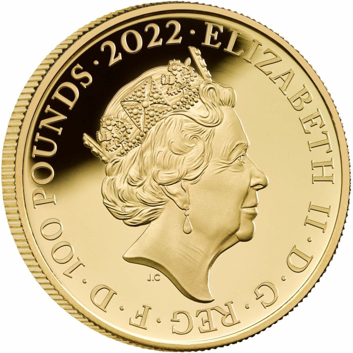 100 Pounds - Elizabeth II The Rolling Stones; Gold Proof obverse
