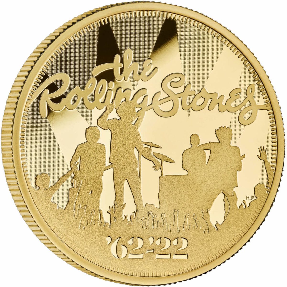 100 Pounds - Elizabeth II The Rolling Stones; Gold Proof reverse