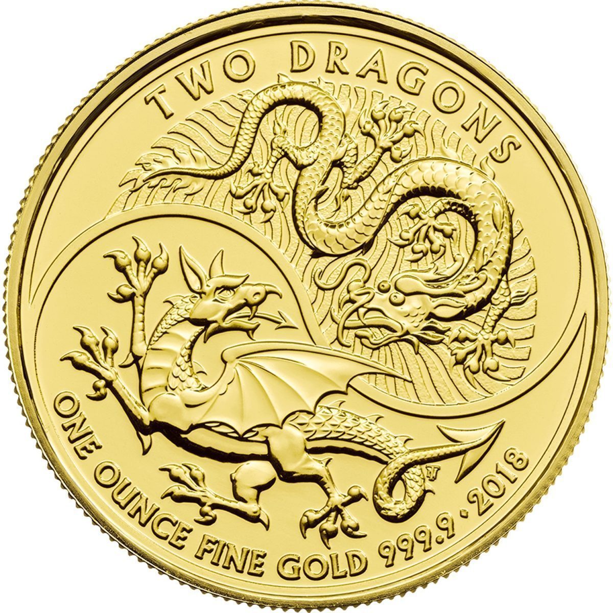 100 Pounds - Elizabeth II Two Dragons; 1 oz Fine Gold reverse