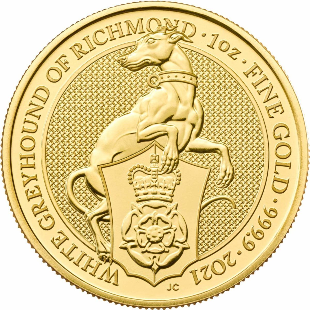 100 Pounds - Elizabeth II White Greyhound of Richmond; 1 oz Fine Gold reverse