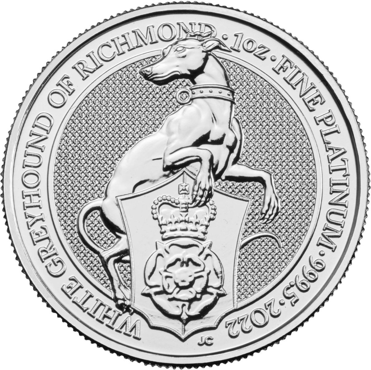 100 Pounds - Elizabeth II White Greyhound of Richmond; 1 oz Fine Platinum reverse