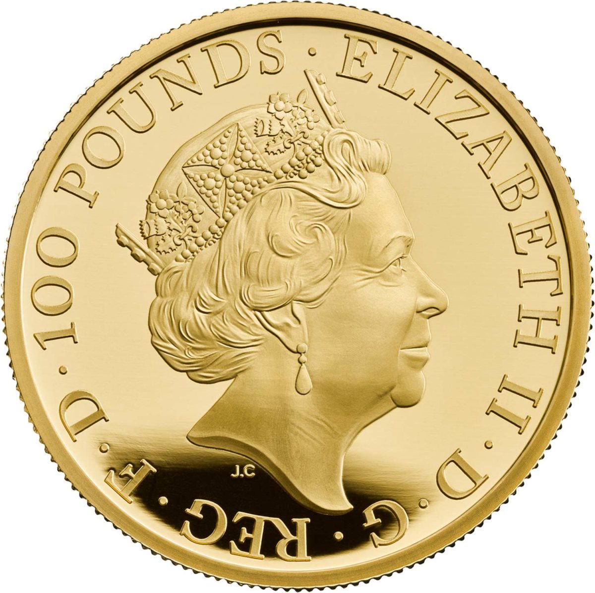 100 Pounds - Elizabeth II White Greyhound of Richmond; Gold Proof obverse