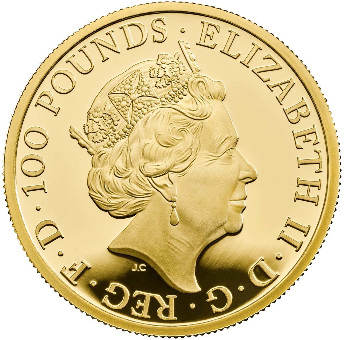 100 Pounds - Elizabeth II White Horse of Hanover; Gold Proof obverse