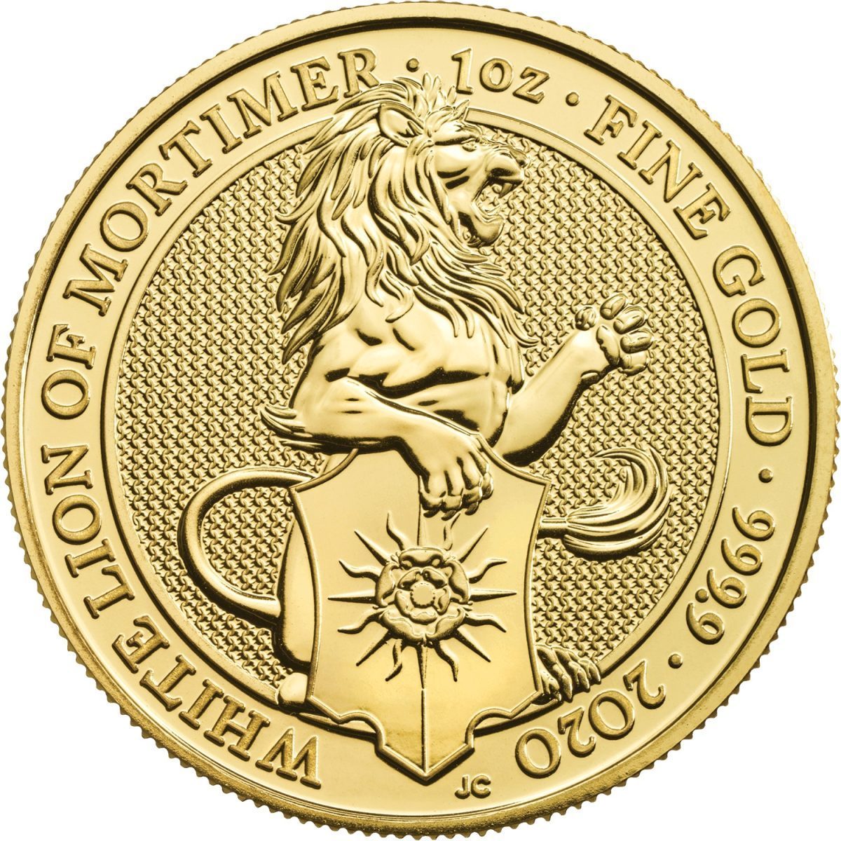 100 Pounds - Elizabeth II White Lion of Mortimer; 1 oz Fine Gold reverse