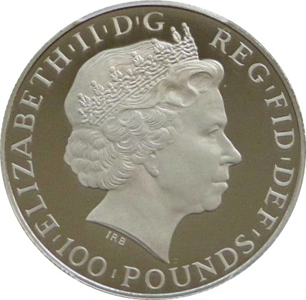 100 Pounds - Elizabeth II World War I; Platinum Proof obverse