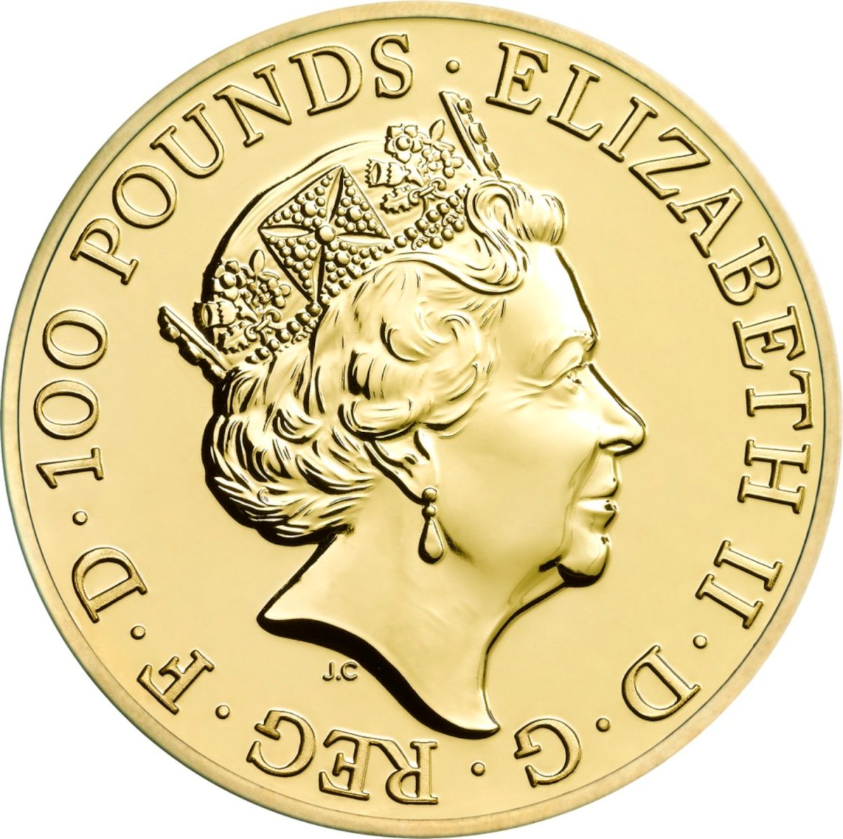 100 Pounds - Elizabeth II Year of the Monkey; 1 oz Fine Gold obverse
