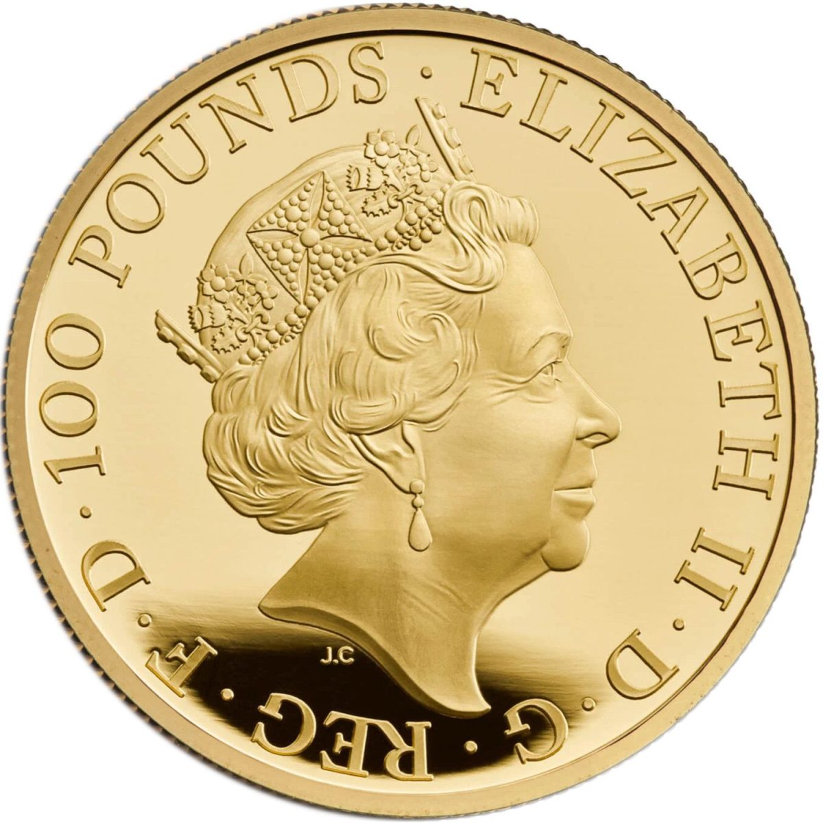100 Pounds - Elizabeth II Year of the Tiger; Gold Proof obverse