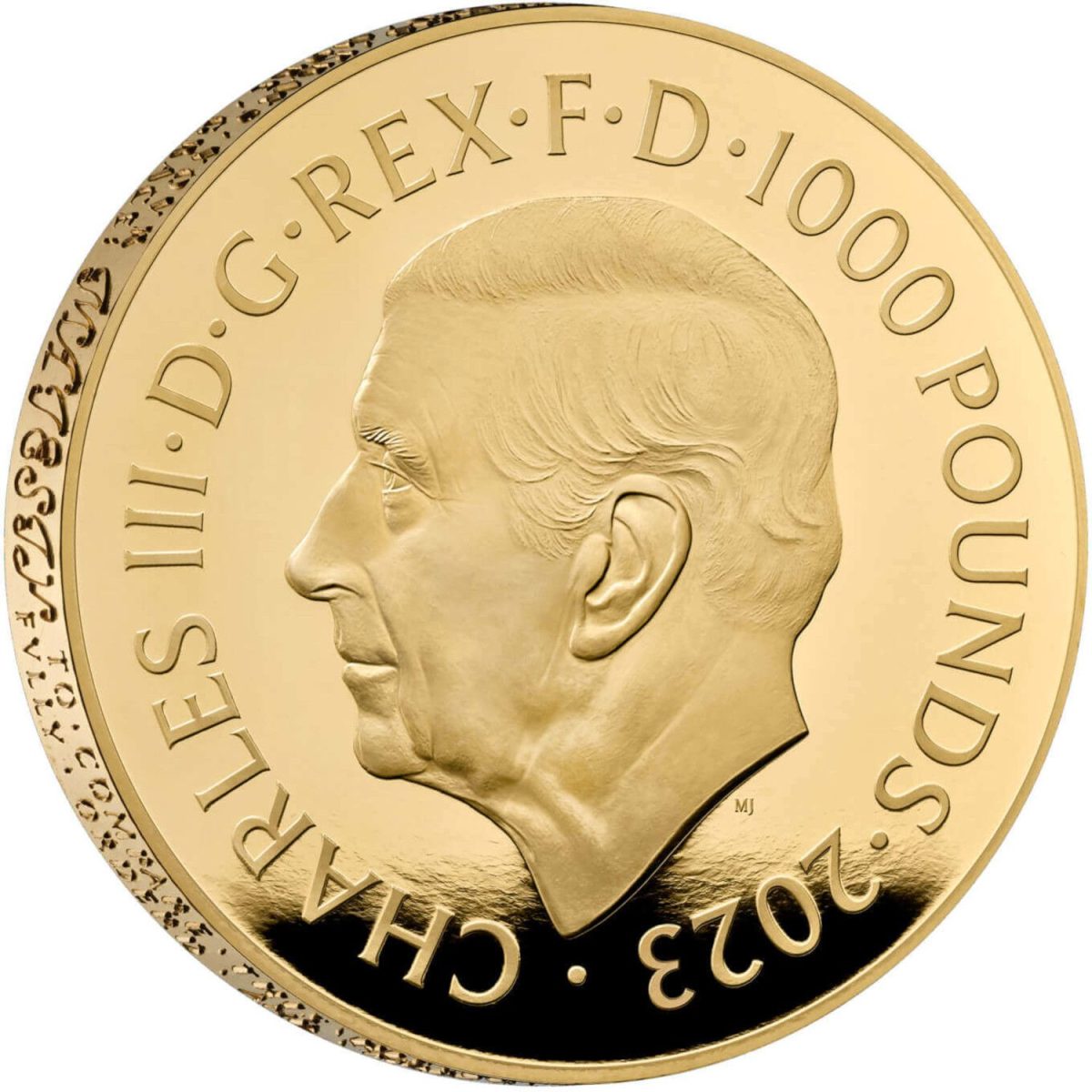 1000 Pounds - Charles III Petition Crown, Shields; Gold Proof obverse