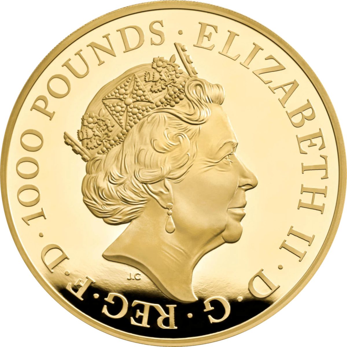1000 Pounds - Elizabeth II 5th portrait; 1kg Fine Gold obverse