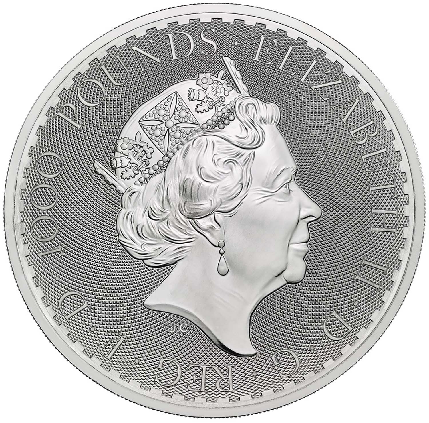 1000 Pounds - Elizabeth II 5th portrait; 2 kg Fine Platinum obverse