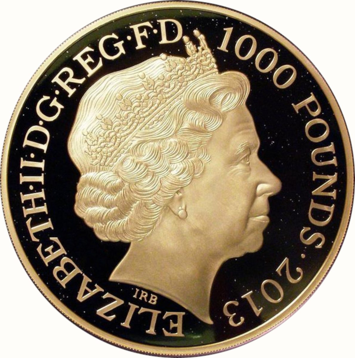 1000 Pounds - Elizabeth II 60th Coronation Jubilee; Gold Proof obverse