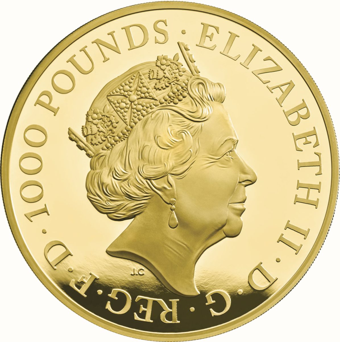 1000 Pounds - Elizabeth II Black Bull of Clarence; Gold Proof obverse