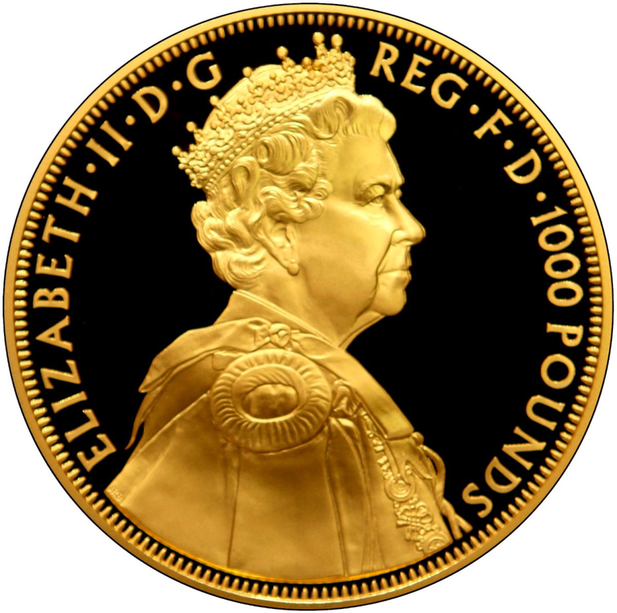 1000 Pounds - Elizabeth II Diamond Jubilee; Gold Proof obverse