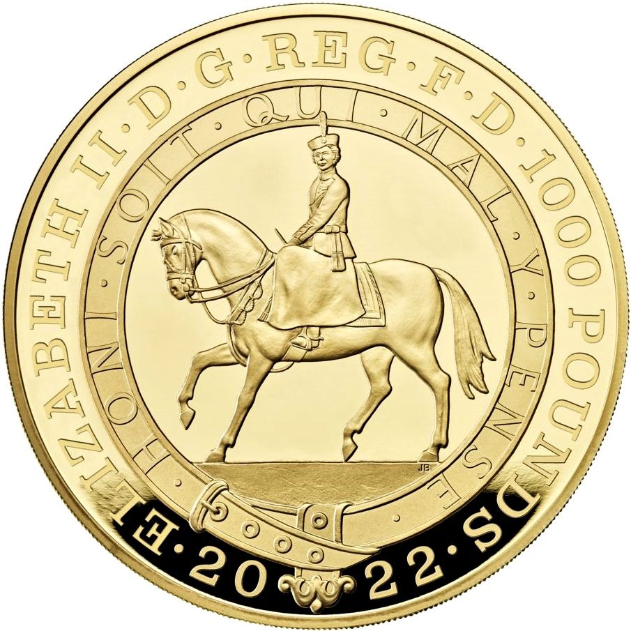 1000 Pounds - Elizabeth II Platinum Jubilee; Gold Proof obverse