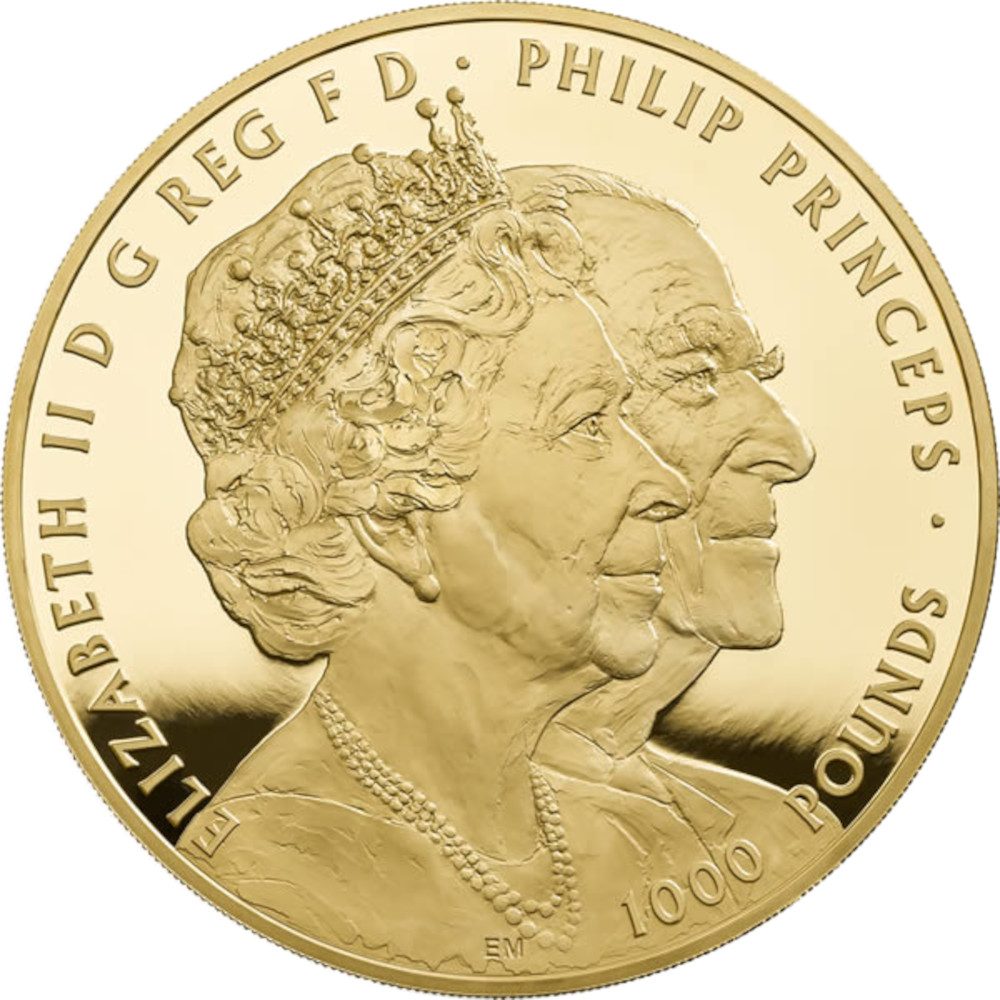 1000 Pounds - Elizabeth II Platinum Wedding; Gold Proof obverse