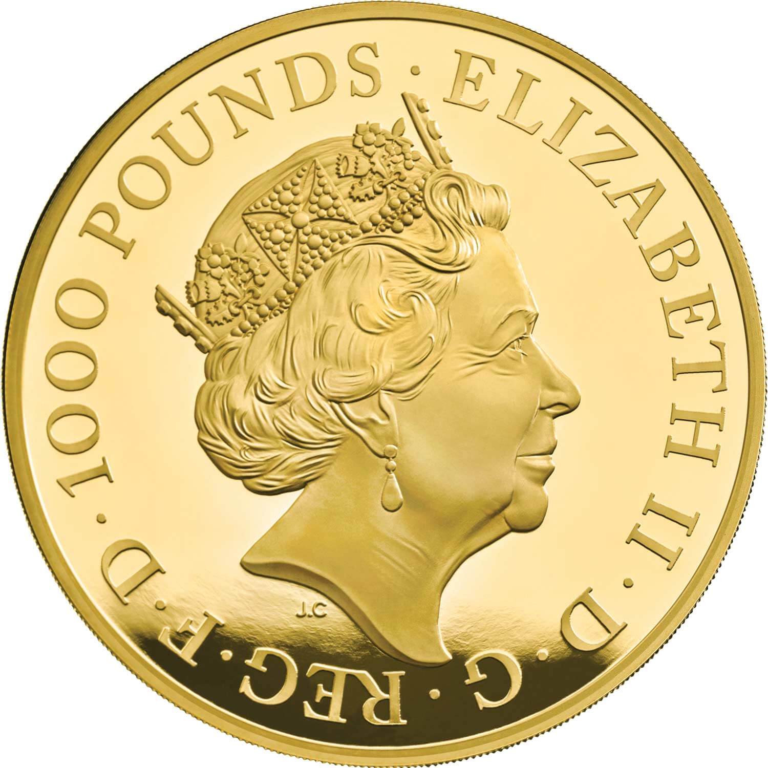 1000 Pounds - Elizabeth II Posthumous; Yale of Beaufort; Gold Proof obverse