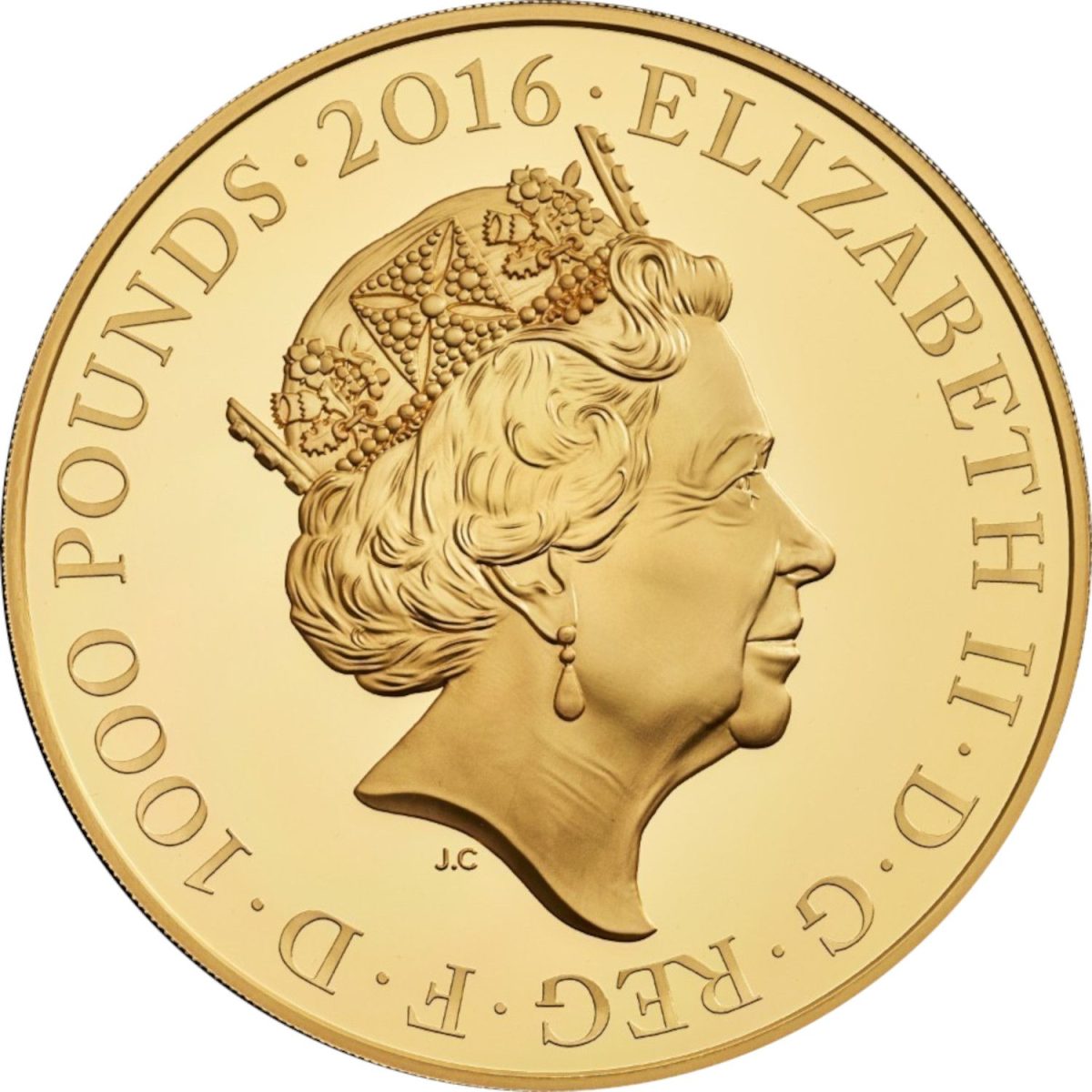 1000 Pounds - Elizabeth II Queen's 90th Birthday; Gold Proof obverse