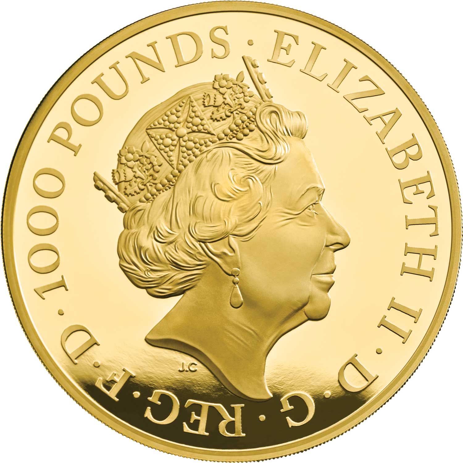 1000 Pounds - Elizabeth II Sapphire Coronation; Gold Proof obverse