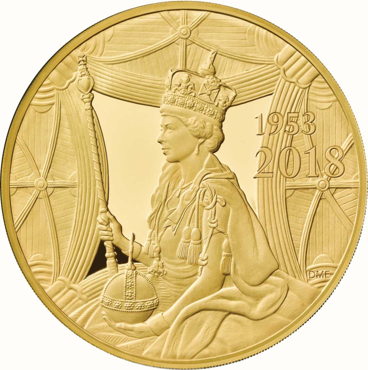 1000 Pounds - Elizabeth II Sapphire Coronation; Gold Proof reverse