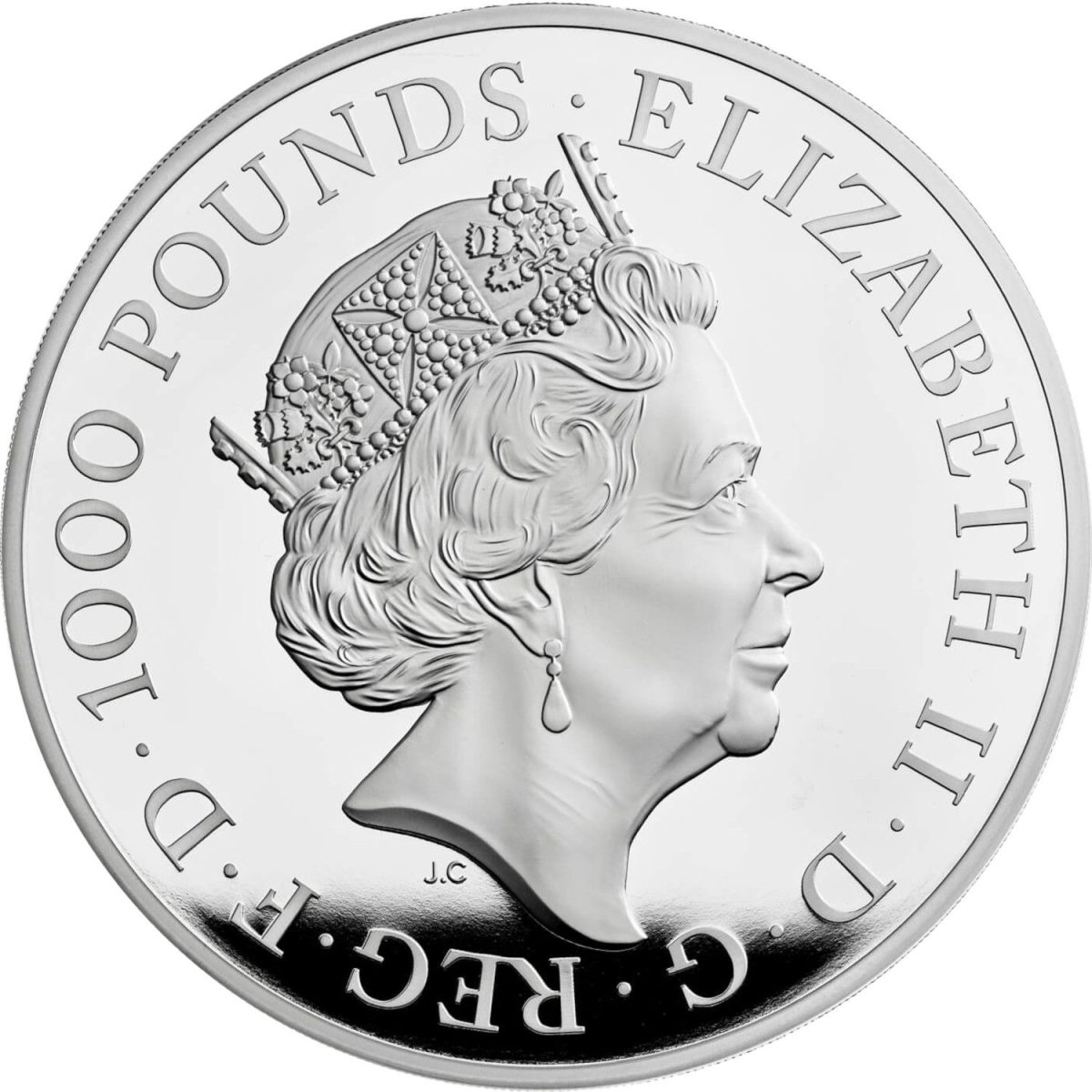 1000 Pounds - Elizabeth II Seymour Panther; Silver Proof obverse